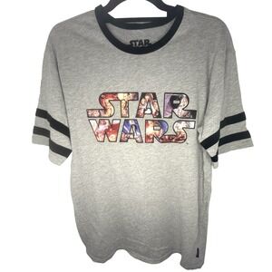 Disney Parks x Our Universe Star Wars The Skywalker Saga Grey Ringer T-Shirt Med
